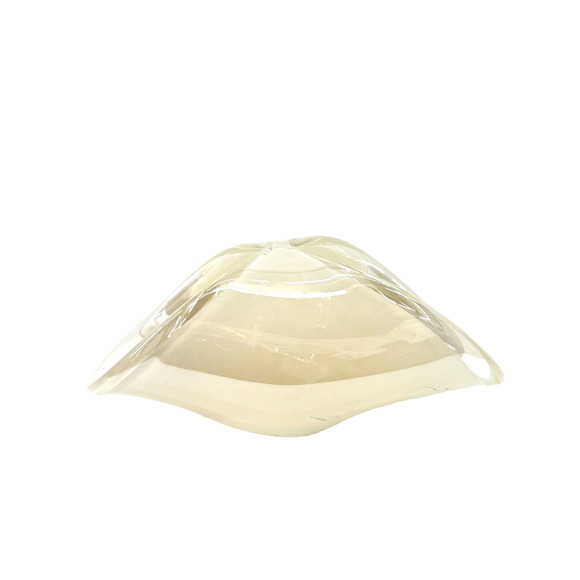 MURANO Art Glass White Ivory Iridescent Crest Edge Folded Bowl Bouquet - Picture 2 of 7